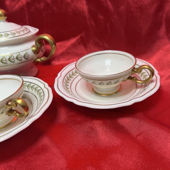 Vintage Castleton Bristol Green Footed Cup & Saucer Set (2) With Sugar Bowl - Picture 7 of 16